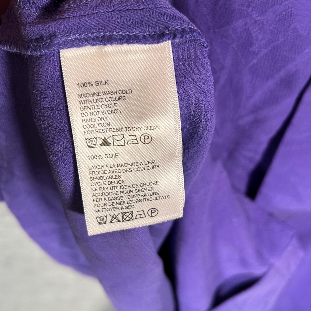 Tommy Bahama Shirt Mens XXL Purple Camp Silk Floral Jacquard Button Up Summer - Picture 5 of 10